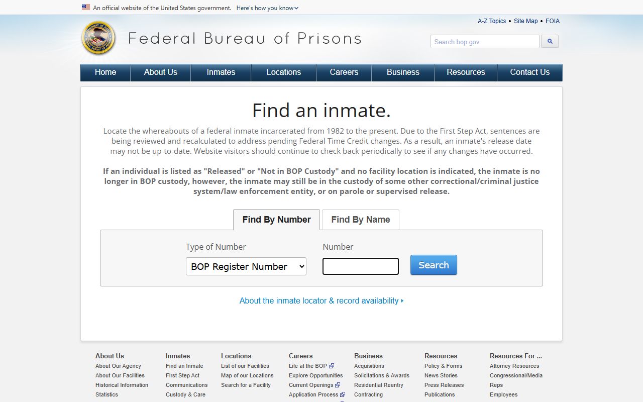 Federal BOP inmate locator for Marengo County federal custody fallback